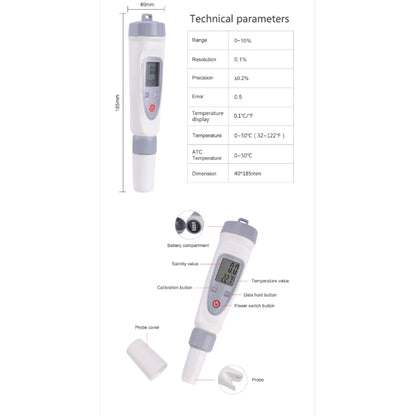 Eagletech YD-100 Salinity Meter Range :0-10%,Digital LCD Salinity Test Pen Automatic Temperature Compensation