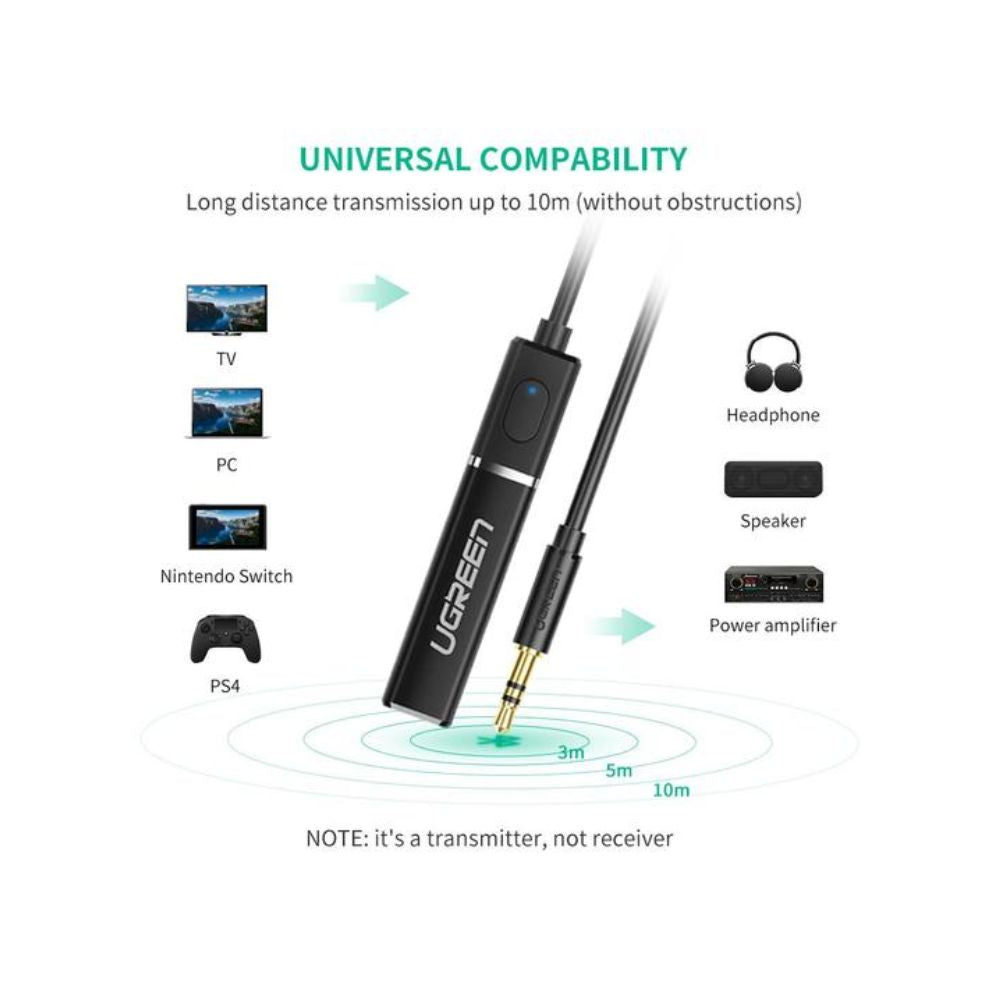 [CLEARANCE] UGREEN Bluetooth 5.0 Transmitter with 3.5mm Mini Jack for PC, Desktop Computer, Laptop, TV to Headphone, Speaker, Amplifier, etc. | 40761