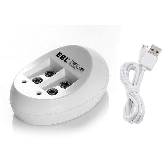 EBL LN-6415 840 2-Bay 9V 6F22 Smart Battery Charger with Intelligent Over-Current Protection and LED Status Indicator Lights for Li-Ion Lithium Ion Rechargeable Batteries