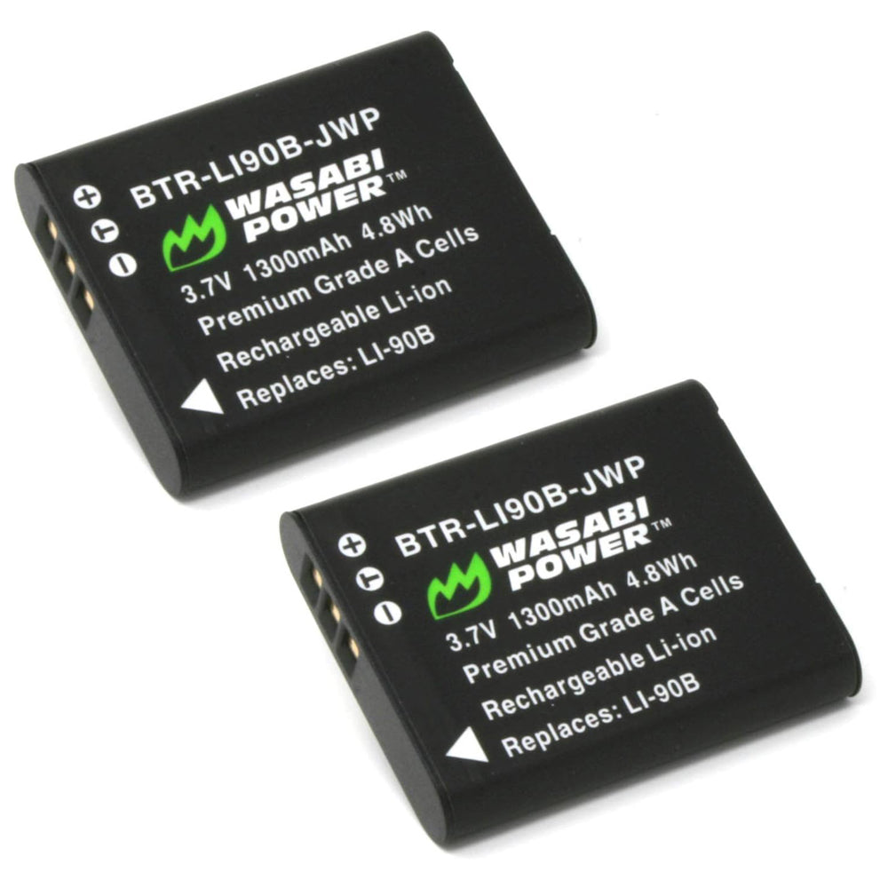 Wasabi Power (2-Pack) Olympus LI-90B LI-92B LI90B LI92B Battery and Dual Charger with USB-A to USB Type C Charging Cable for Olympus XZ-2 iHS SH-60 SH-50 iHS SH-1 Tough TG-7 TG-6 TG-5 TG-4 TG-3 Digital Camera