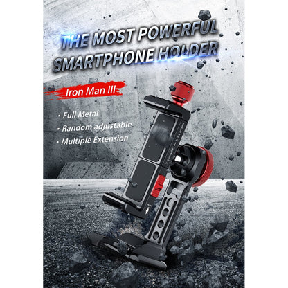 Ulanzi ST-14 Full Metal Smartphone Holder 360° Clamp Bracket Rotatable with Cold Shoe Tripod Mount Ironman III