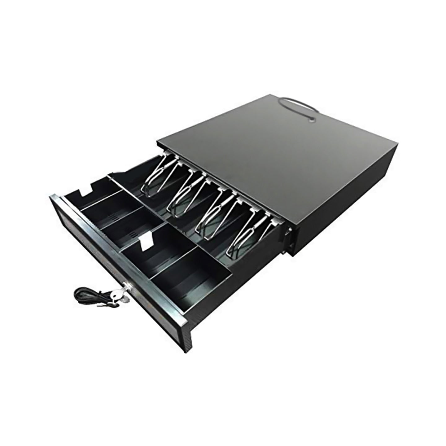 [CLEARANCE] LogicOwl POS Electronic Metal Cash Drawer Box with Manual and Automatic POS System, Bill & Coin Tray, Three-Gear Locking Structure, RJ11 Cable Input | POS System Components