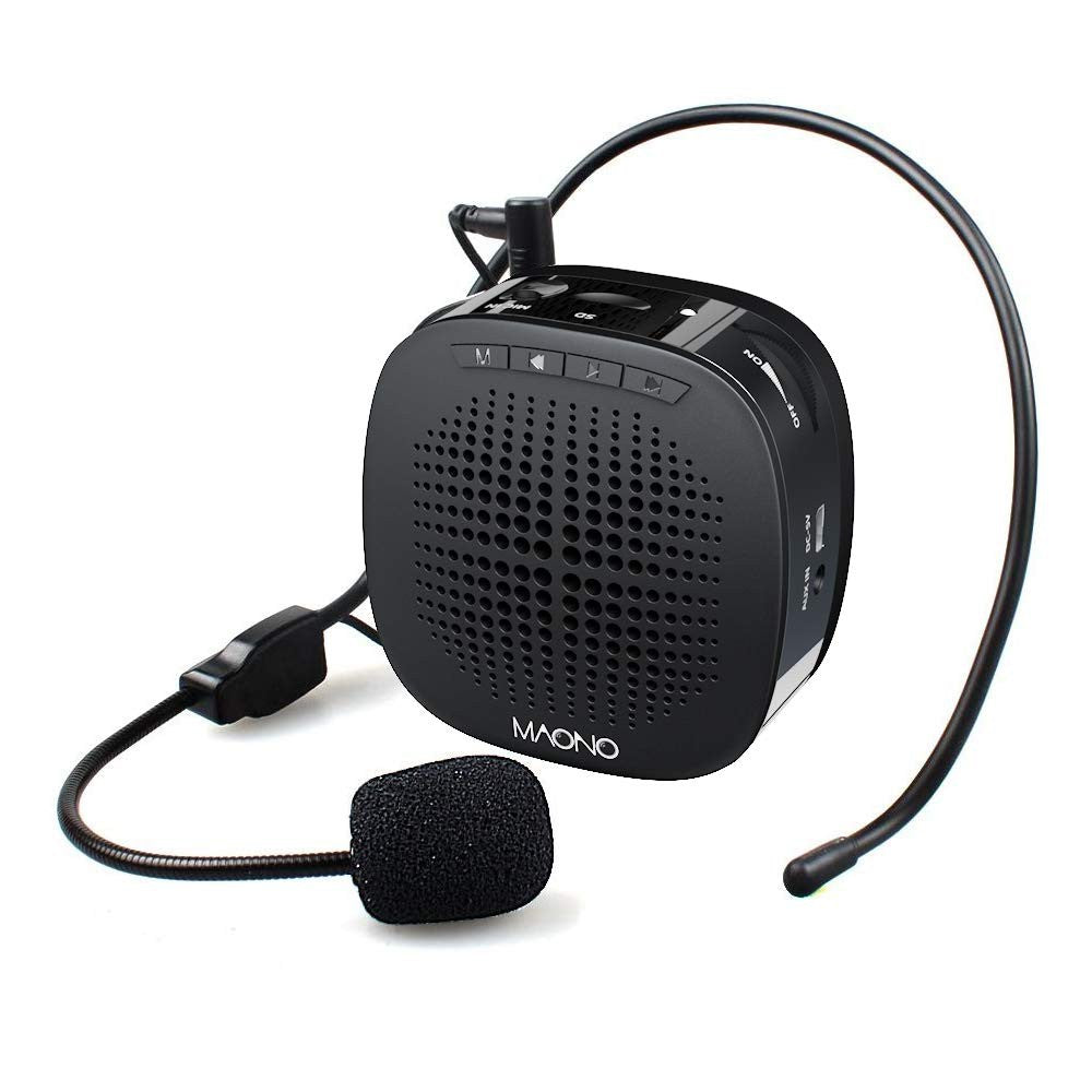 [CLEARANCE] Maono AU-C03 C03 Portable Rechargeable Voice Amplifier with Wired Headband Microphone, Speaker and Waistband, Support MP3/TF/SD Card and Aux-in Black