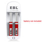 EBL LN-6412 2-Bay Universal Smart Lithium Battery Charger for 3.7V Li-ion IMR INR ICR 18650 18490 18500 18350 17670 16340 RCR123A 14500 10440 Rechargeable Batteries with Over Voltage Protection & LED Status Indicator Lights