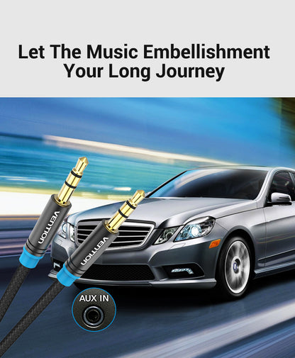 Vention Audio 3.5mm Male to Male Cotton Braided Cable (P350) AUX Cord for Computer, Smartphone, MP3, Car & Stereos