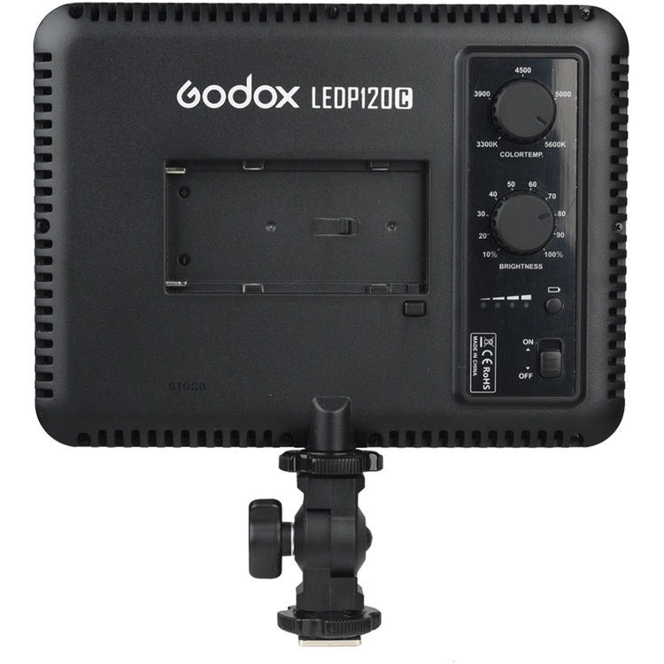 Godox LEDP120C Ultra-Thin 12W Dimmable LED Video Light Panel On-Camera Lamp 3200K-5600K Bi-Color Temperature with Hot Shoe Adapter