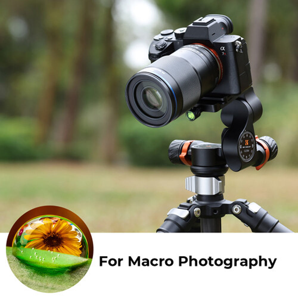 K&F Concept 3 Way Geared Tripod Head Accessories with Arca-Swiss Quick Release Plate, High-Precision Micrometric Knobs, Aluminum Alloy, 6 kgs Max Load Capacity, 1/4"-20 Screw for Professional Photography, Video Recording & Content Creation