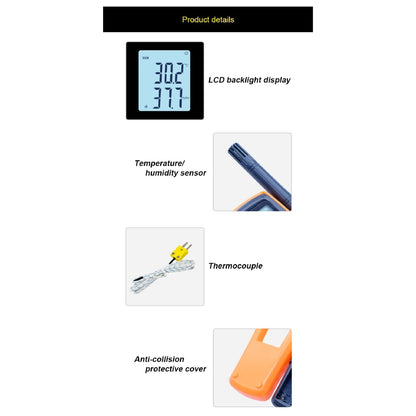 Benetech GM1361+ Digital LCD display thermo-hygrometer Separate temperature&humidity meter -50~1200C thermocouple thermometer