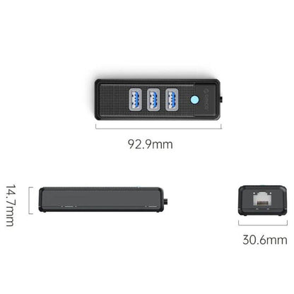 [CLEARANCE] ORICO 3-in-1 USB 3.0 Type C Data Hub with 5Gbps USB-C 3.0 Input, 1000Mbps Ethernet, 5Gbps USB-A 3.0 Output for Windows 8/10, macOS, Linux | PWCUR-C3-05