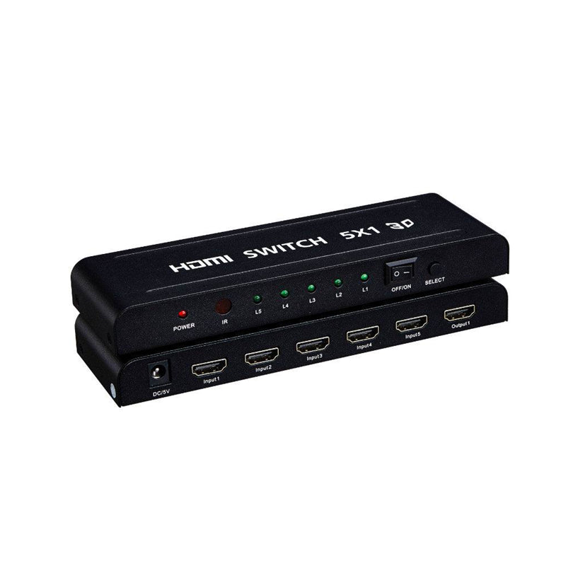 ArgoX HDSW5 1080p 60Hz Full HD HDMI Video Switcher 5x1 with 2.25Gbps Data Rate and TMDS Clock, Supports 3D, AWG26 HMDI, and Remote Control