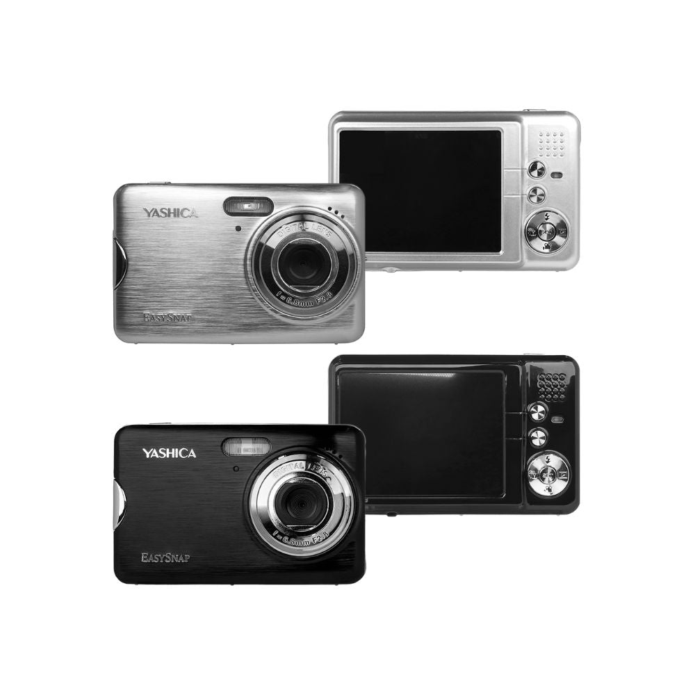 Yashica EasySnap 30MP 1080P Digital Camera with 8x Digital Zoom, JPG / AVI Photo Video Format, USB Type-C Interface, 550mAh Battery, 2.4" Screen Display and Micro SD Card Slot for Point & Shoot Photography | Silver, Black