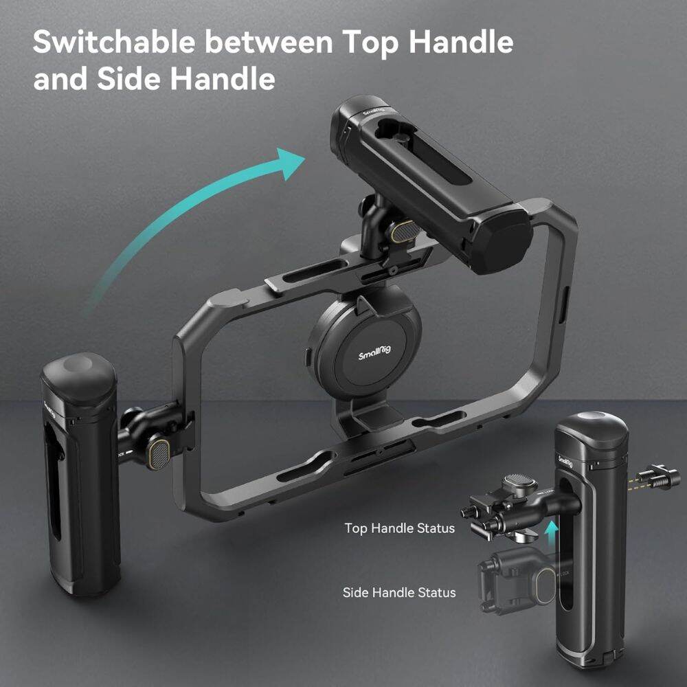 SmallRig Quick Release Side Handle with Cold Shoe Mount & Wireless Control (Optional) for SmallRig's Mobile Video Smartphone Cages | 4403 4402