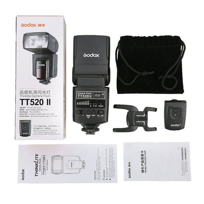 Godox TT520II Wireless Transmission Flash Speedlite - Built-in Receiver and RT Transmitter Compatible for Canon Nikon Panasonic Olympus Pentax and Other DSLR Cameras with Standard Hot Shoe