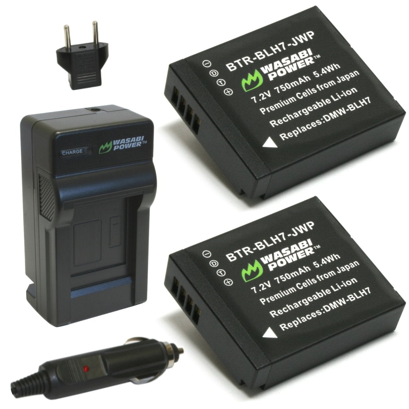 Wasabi Power Battery BMW BLH7 (2-Pack) and Charger for LUMIX DMW-BLH7, DMW-BLH7E, DMW-BLH7PP (Compatible with Lumix DC-GX850, DMC-GM1, DMC-GF7, DMC-LX10)  | JG Superstore