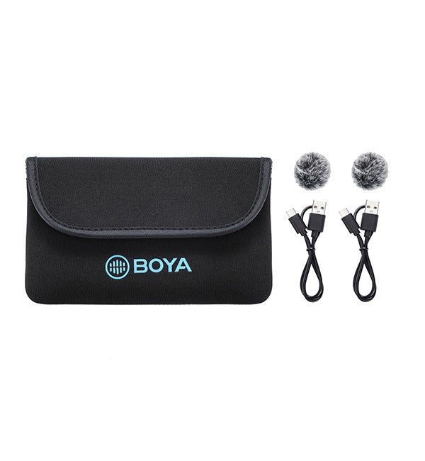 [CLEARANCE] BOYA BY-M1V Series 2.4GHz Dual-Channel Wireless Lavalier Microphone System (Plug & Play) Clip On Mic for Smartphone, Tablet, DSLR, Mirrorless, Camera, iPad, iPhone, Android & iOS Devices - USB Type C / Lightning / 3.5mm Audio Jackst