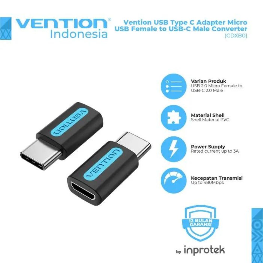 Vention USB-C Male to Micro USB-B Female Adapter with High-Speed 480Mbps Transfer Speed for Phone, Tablet, Laptops