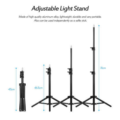 Pxel RK20 LED Ring Light 10-inches 26cm Bi-Color with 200cm 6ft Light Stand