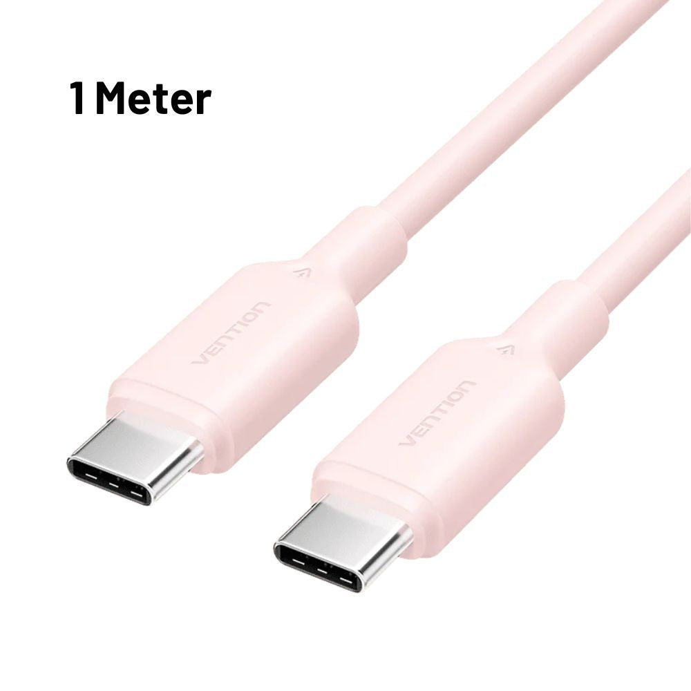 Vention 1M / 2M 60W USB 2.0 Type-C Male to Type-C Male PD Fast Charging Data 3A Cable with High-Speed 480Mbps Transfer Rate for Smartphone, Tablet, Laptop, Gaming Console - Black / White / Pink / Blue