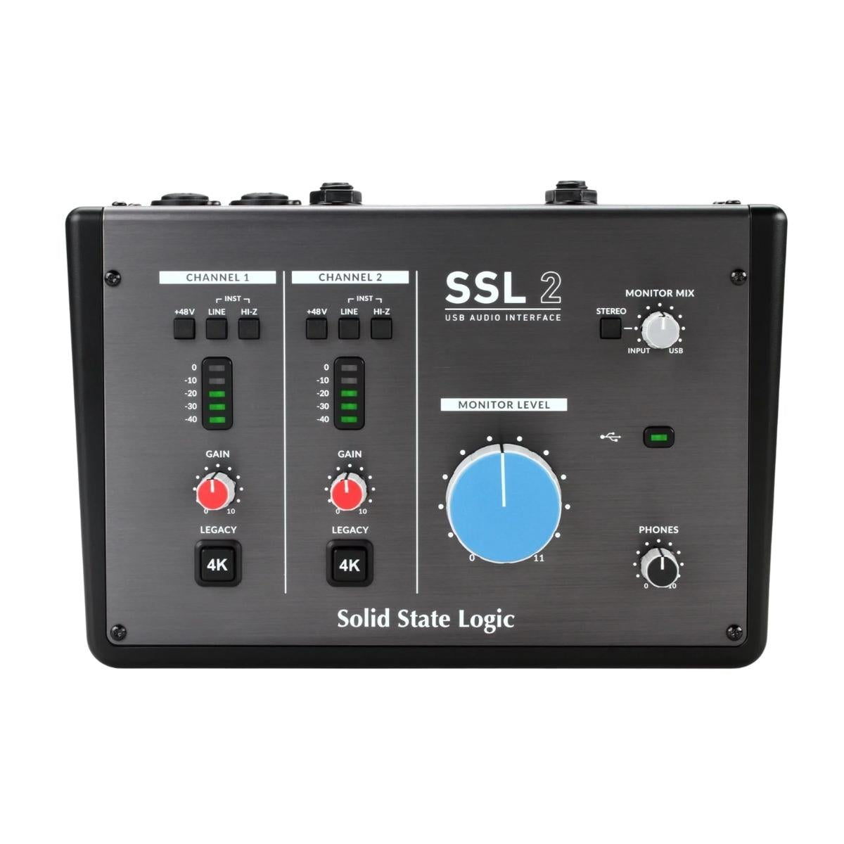 Solid State Logic SSL 2 Professional Desktop USB-C Audio Interface with Mic Preamps, 24-bit, Legacy 4K Button, Monitor Mix Control