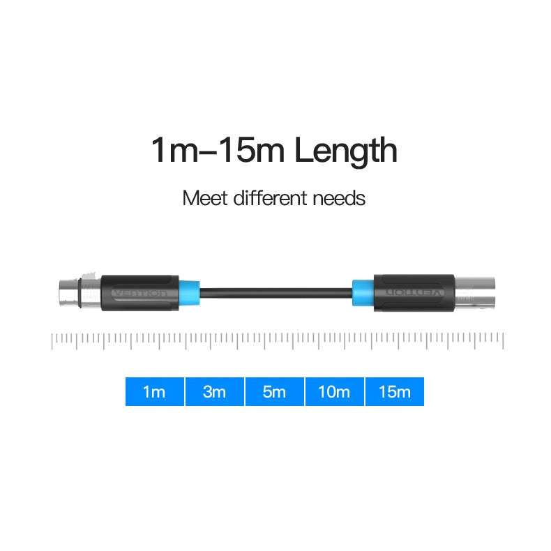 [CLEARANCE] Vention XLR Female to Male 5-Meters Nickel Plated (BBF) Audio Extension Cable for Home Audio, Amplifiers, Mixers, Microphones, Stereos