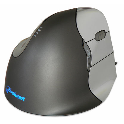 Evoluent Wired Optical Ergonomic Vertical Mouse 4 Right Hand with Up to 2600 DPI, Adjustable Pointer Speed, and 6 Programmable Buttons for Windows, PC, Unix, Mac, and Linux
