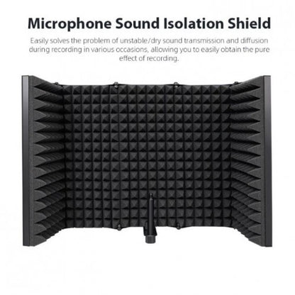Maono Microphone Sound Isolation Shield Insulating Hood Portable Collapsible Foldable High Density Absorbing Foam Panel and Metal Back for Home Office, Studio, Podcasting, Vocalizing, Singing, Broadcasting | AU-S05 S05