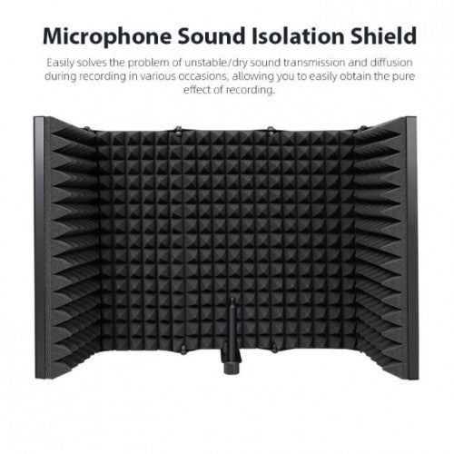 Maono Microphone Sound Isolation Shield Insulating Hood Portable Collapsible Foldable High Density Absorbing Foam Panel and Metal Back for Home Office, Studio, Podcasting, Vocalizing, Singing, Broadcasting | AU-S05 S05