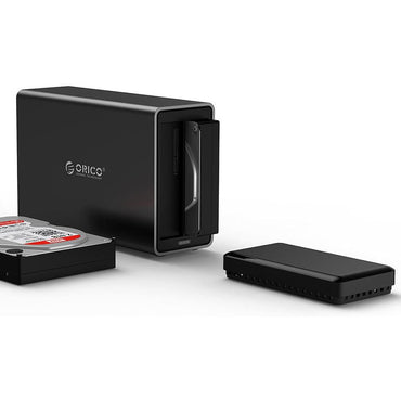 ORICO NS Series Multi-Bay RAID 2.5-3.5 SSD/HDD Enclosure SATA 3.0 to USB 3.1 Type C / USB 3.0 Type B Hard Drive Enclosure Docking Station Case with 16TB Storage Support Per Bay for PCs, Computer Desktops & Laptops (Windows, MacOS & Linux)