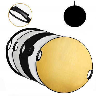 [CLEARANCE] Pxel RF-6X6 5 in 1 24inch / 60cm Round Reflector with Grip Handle for Photography Photo Studio Lighting & Outdoor Lighting