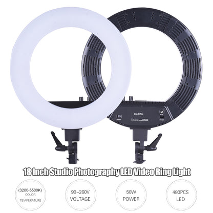 Pxel RL-18 RL18 LED Lamp Bi-Color Ring Light 18 inches 3200K-5500K Photography Studio Beauty Vlog Lighting Makeup, Livestream with Stand