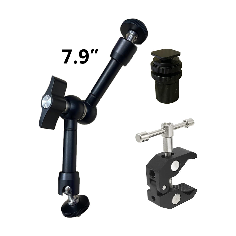 Pxel 10.5" / 7.9" Articulating Magic Arm Super C-Clamp 360° Rotation with Dual Ball Heads and 1/4"-20 Screw Stud for Camera Cages, Monitors, Microphones, Studio Flashes, Lights & Professional Video Equipment