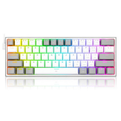 [CLEARANCE] Redragon K617 Fizz 60 Keys Compact USB Wired TKL Tenkeyless Mechanical Gaming Keyboard RGB (Red Switches, Linear) Dust-Proof Hot Swappable for Mac, Windows, PC, Computer, Laptop (Black, Grey/White, Pink/White, White/Grey, White/Pink) | JG Supe