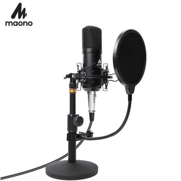 Maono AU-A03T A03T Condenser Microphone Kit Podcast Mic with Boom Arm Microphone Stand