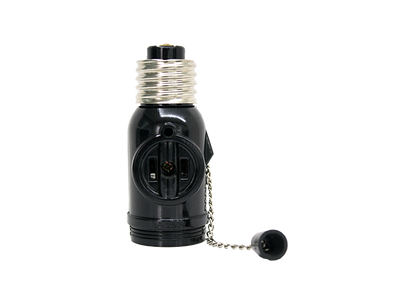 OMNI Chain Pull Socket with 2-Flat Pin Outlets 3A 220V for Electrical Light Socket | E27-712