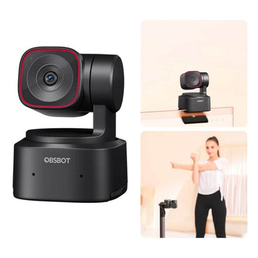 OBSBOT Tiny 2 Lite AI-Powered PTZ 4K Webcam with Intelligent Subject Tracking, Auto Zoom, Dual Omnidirectiol Microphone with Adjustable Noise Cancellation, 2-Axis Gimbal, and Supports Windows and macOS for Computers & Laptops