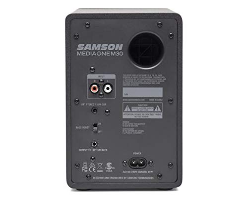 [CLEARANCE] Samson MediaOne M30 Powered Studio Monitors  Speakers 10W Power with Bass Boost Switch and 1/8" Sub and Headphone Outputs