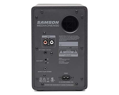 [CLEARANCE] Samson MediaOne M30 Powered Studio Monitors  Speakers 10W Power with Bass Boost Switch and 1/8" Sub and Headphone Outputs