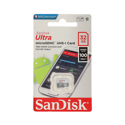 SanDisk Ultra Micro SD Card 32GB UHS-I SDHC Class 10 with 100mb/s Read Speed | Model - SDSQUNR-032G-GN3MN