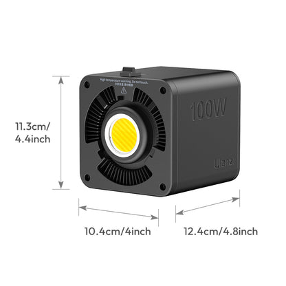 Ulanzi ML100RGB 100W Full-Color RGB COB Video Light 2700-6500K CCT with 20 Lighting Effects, Mini Bowens Mount, LCD Display, Adjustment Knob, 4000mAh Built-in Battery, DC and USB C Charging Ports for Photography, Studio Lighting Equipment