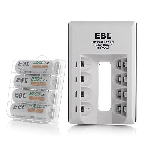 EBL LN-6420 807 4-Bay Battery Charger with Built-In Overheat and Over-Current Protection, LED Indicator Status Lights, and Micro USB Port for AA AAA Ni-MH and Ni-CD Rechargeable Batteries