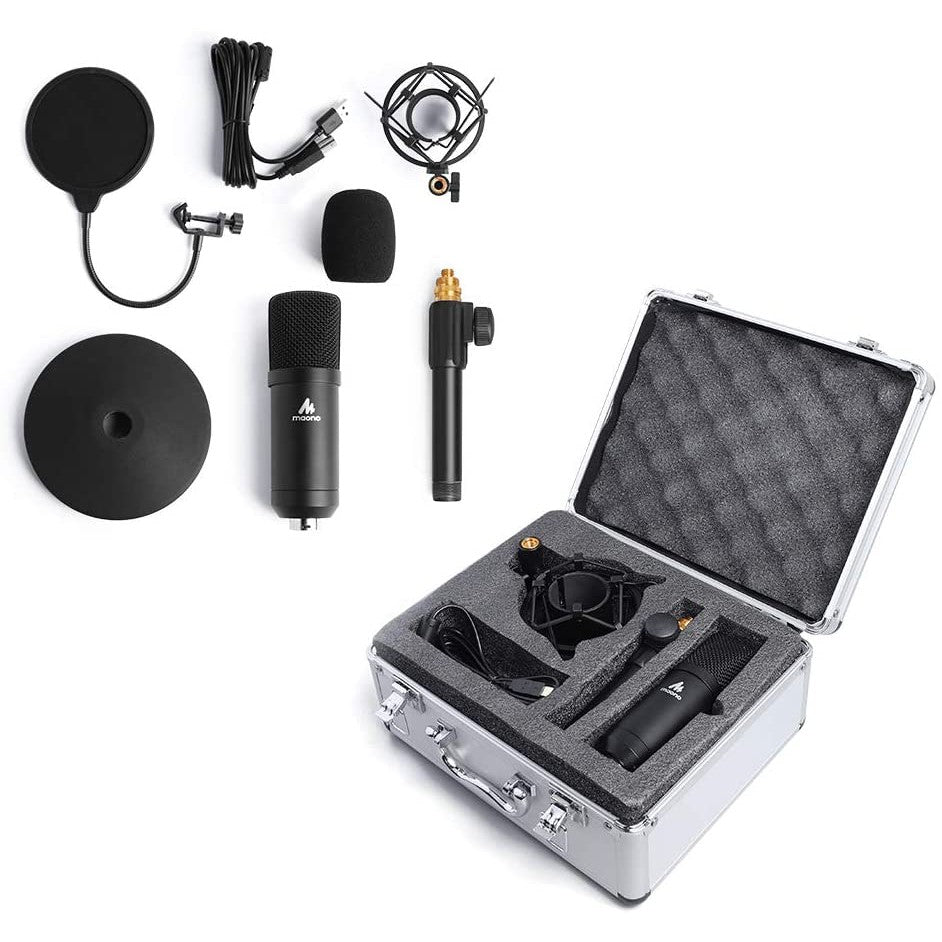 [CLEARANCE] Maono AU-A04TC Professiol Studio Cardioid Condenser USB Podcast Streaming Microphone Kit with Aluminum Organizer Storage Case for Smartphones PC Laptops A04TC A04T
