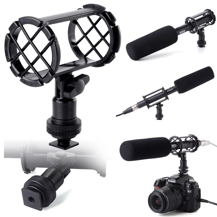 [CLEARANCE] Boya BY-C04 Camera Video Microphone Shock Mount for Boya BY-BM6060 Rode NTG-1, NTG2, NTG-3, NTG-4 Audio Technica AT897, ATR6550 Sennheiser MKH-416, ME66/K6 MKE-600 Azden SGM-1X Sony ECM-CG50