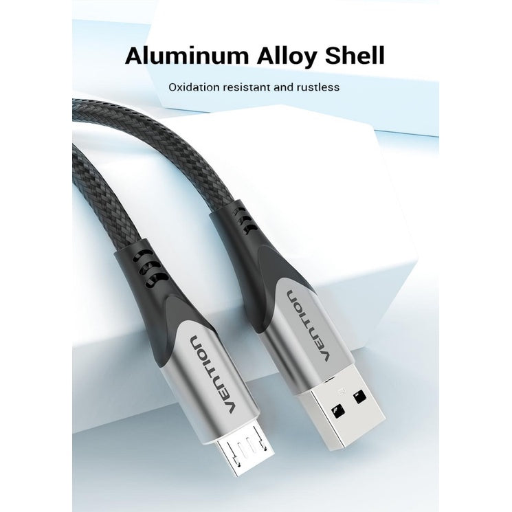 Vention Cotton Braided (COA) USB 2.0 A Male to Micro-B Male 2A Cable 480Mbps (Available in Different Lengths)