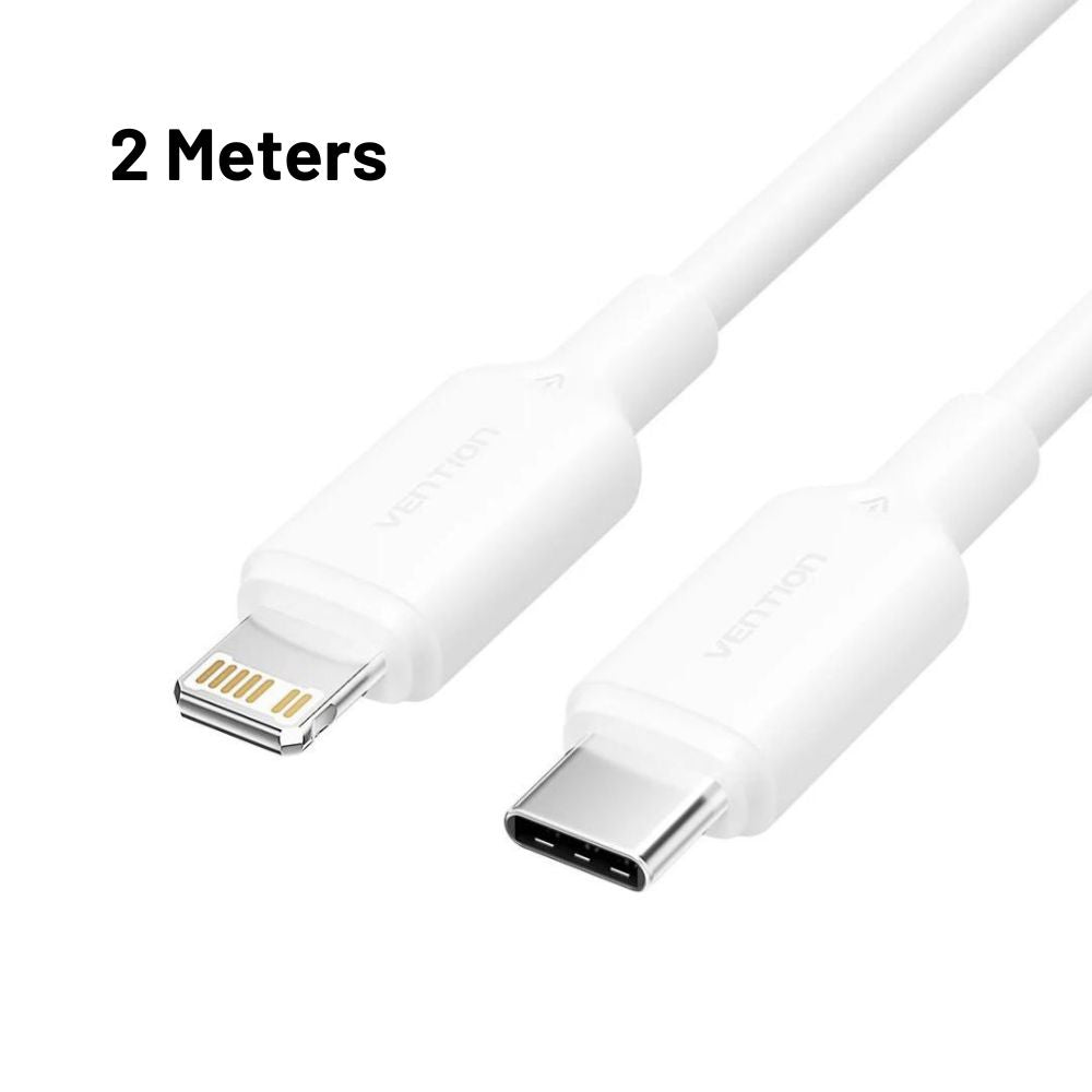 Vention 1M / 2M 27W USB 2.0 Type-C Male to Lightning Male PD Fast Charging Data 3A Cable with High-Speed 480Mbps Transfer Speed for iPhone, iPad, iPod Touch - Black, White, Pink, Blue