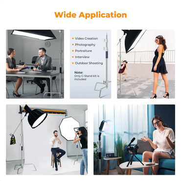 K&F Concept Stainless Aluminum Alloy Heavy Duty C Stand with Boom Pole, Air Cushioned with 3.3m Max Operatiol Height, 20kg Max Load Capacity and Stable Turtle Base for Studio Lighting and Photography