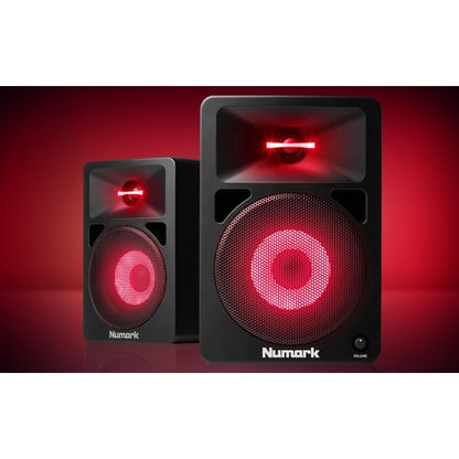 [CLEARANCE] Numark N-Wave 580L Powered Desktop DJ Monitors System with LED Illumition