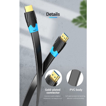 Vention HDMI 2.0 Male to Male Flat Copper Core Cable with Gold Plated Contacts with ARC HDR 4K 3D UHD Resolution Support for PC and Home Display (5M) | (AAKBJ)