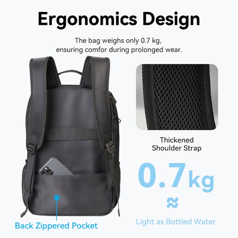 Vention Water-Repellent Laptop Backpack with 15.6" Laptop Compartment, Interior Zipper Pocket. Interior Mesh Pocket, Right Side Pocket, Right Front Pocket, Back Anti-Theft Zipper Pocket, Two Side Pocket | KROB0