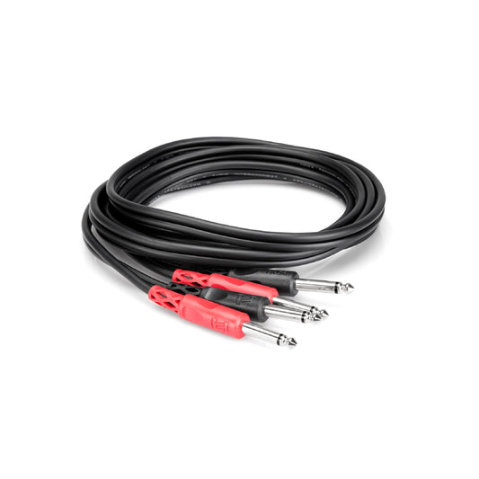 Hosa Technology Two 1/4" Phone Male to Two 1/4" Phone Male Unbalanced Cable (Molded Plugs) - 10'