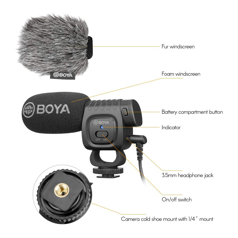 Boya BY-BM3011 On-Camera Super Cardioid Shotgun Microphone for Camera